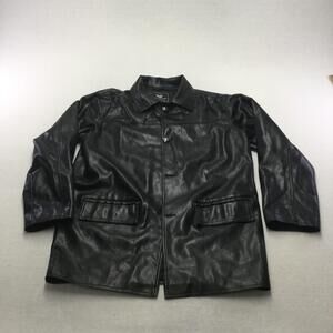 EA Collection Coat Mens XL Black Faux Leather Single Breasted Lined Winter